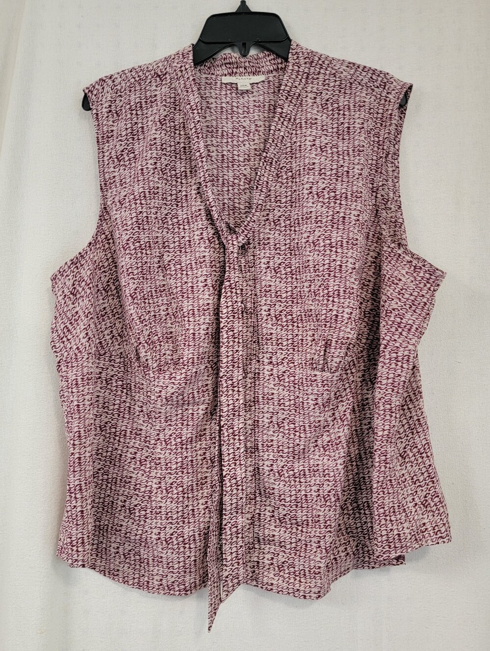 Merona Pink Patterned Tie-Front Sleeveless Blouse